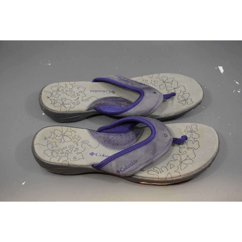 Columbia Women's Size 9 Kambi  Black Leather Open Toe Thong Flip Flop Sandals